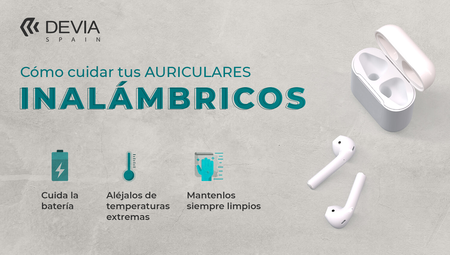 calor doble Abundantemente Cómo cuidar tus auriculares inalámbricos - Blog Devia Spain