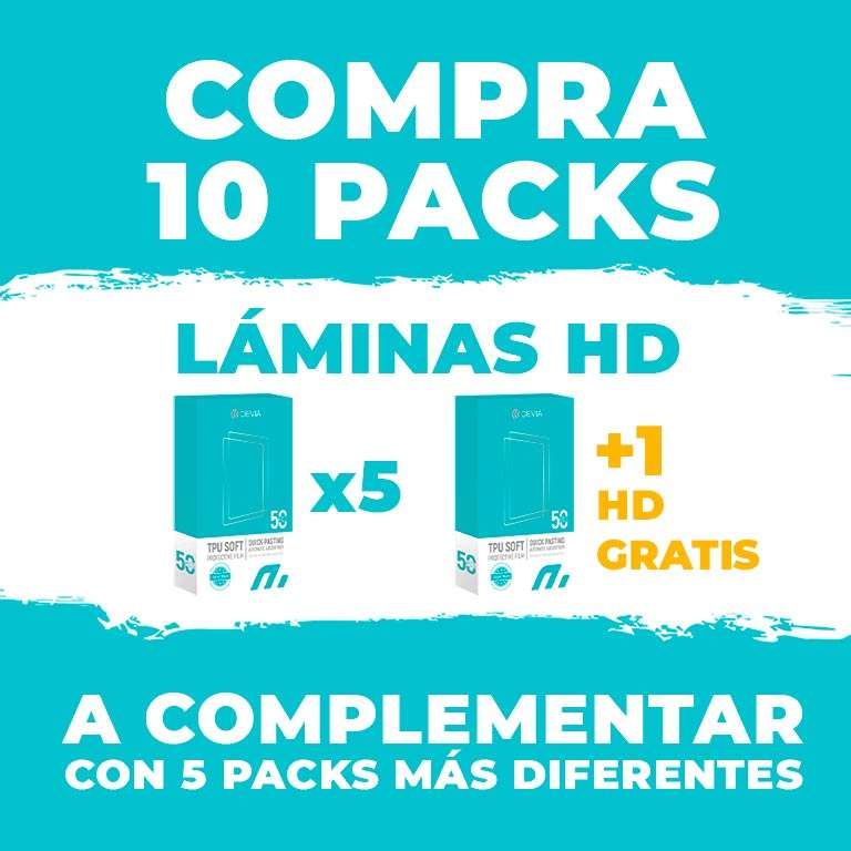 Pack 5 Láminas Hidrogel HD + 5 Personalizadas + 1 Pack Láminas Hidrogel HD GRATIS