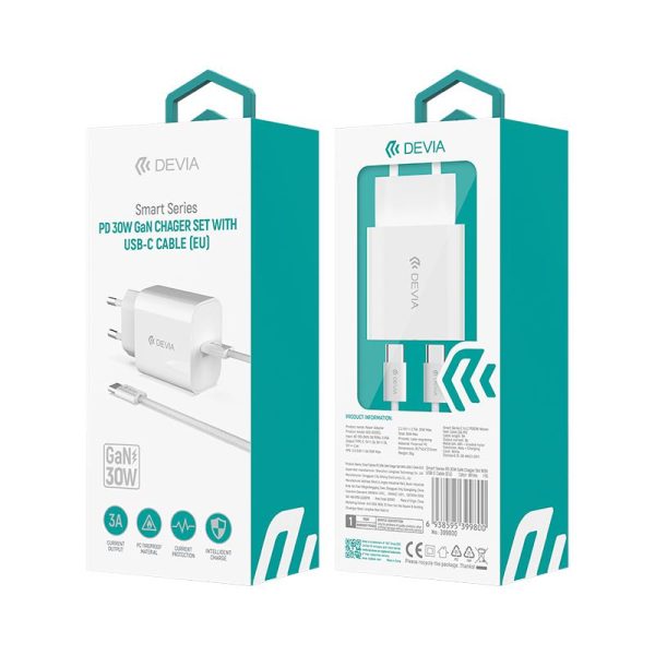 Set cargador GaN Devia Smart PD C-C 30W